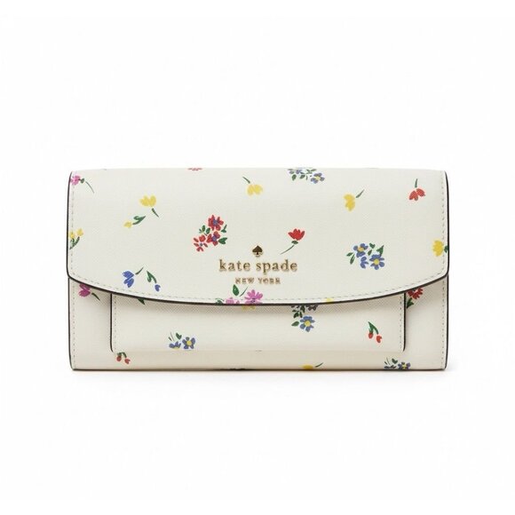 Kate Spade White Staci Garden Bouquet Front Closure Wallet Continental KB585 - Picture 1 of 8